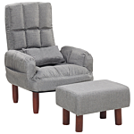 Recliner Chair Grey Fabric 65l X 65w X 92h Cm Ottoman Padded Wooden Legs Beliani