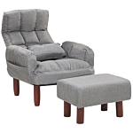 Recliner Chair Grey Fabric 65l X 65w X 92h Cm Ottoman Padded Wooden Legs Beliani