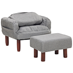 Recliner Chair Grey Fabric 65l X 65w X 92h Cm Ottoman Padded Wooden Legs Beliani
