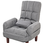 Recliner Chair Grey Fabric 65l X 65w X 92h Cm Ottoman Padded Wooden Legs Beliani