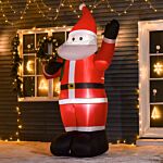 Homcom 2.4m Christmas Inflatable Santa Holiday Yard Decoration With Led Lights, Indoor Outdoor Lawn Blow Up Decor