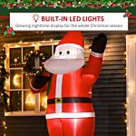 Homcom 2.4m Christmas Inflatable Santa Holiday Yard Decoration With Led Lights, Indoor Outdoor Lawn Blow Up Decor