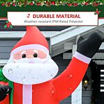 Homcom 2.4m Christmas Inflatable Santa Holiday Yard Decoration With Led Lights, Indoor Outdoor Lawn Blow Up Decor