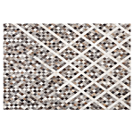 Area Rug Brown Beige 140 X 200 Cm Cowhide Leather Geometric Pattern Beliani