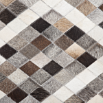 Area Rug Brown Beige 140 X 200 Cm Cowhide Leather Geometric Pattern Beliani