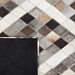 Area Rug Brown Beige 140 X 200 Cm Cowhide Leather Geometric Pattern Beliani