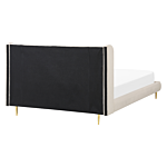 Slatted Bed Frame Beige Velvet Upholstery Eu King Size 5ft3 Tufted Headboard Modern Design Beliani