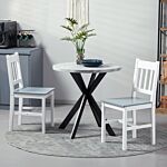 Homcom Dining Chairs Set Of 2, Kitchen Chair With Slat Back, Pine Wood Structure For Living Room And Dining Room, White