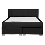 Eu Double Size Divan Bed Black Fabric Upholstered 4ft6 Frame With Tufted Headboard And Pocket Spring Mattress Beliani