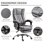 Vinsetto Home Office Chair Microfibre Desk Chair With Reclining Function Armrests Swivel Wheels Footrest Grey
