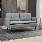 Homcom 2 Seater Sofas For Living Room, Fabric Couch, Button Tufted Love Seat With Cushions, Grey