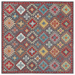 Area Rug Mulitcolour Wool 200 X 200 Cm Thick Dense Pile Oriental Pattern Kilim Beliani