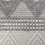 Area Rug Light Beige And Grey Wool Polyester 140 X 200 Cm Hand Woven Geometric Pattern Boho Living Room Bedroom Beliani