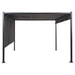 Pergola Grey Polyester Steel 310 X 310 Cm Fabric Shade Metal Frame Solar Led Lights Garden Pavilion Beliani