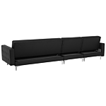 Corner Sofa Bed Black Faux Leather Tufted Modern L-shaped Modular 5 Seater With Ottoman Right Hand Chaise Longue Beliani