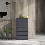 Homcom High Gloss Chest Of Drawers, 5-drawer Storage Cabinets, Modern Dresser, Storage Drawer Unit For Bedroom