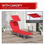 Outsunny Folding Sun Lounger, Lounge Chairs Reclining Sleeping Bed With Adjustable Sun Shade Awning For Beach, Patio