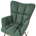 Rocking Chair Dark Green Polyester Fabric Upholstery Wooden Legs Skates Modern Biscuit Tufting Beliani