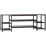 Homcom Tv Unit Cabinet For Tvs Up To 65 Inches, Industrial Tv Stand With Storage Shelves For Living Room, Brown And Grey