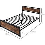 Homcom Full Bed Frame With Headboard & Footboard, Strong Slat Support Twin Size Metal Bed W/ Underbed Storage Space, No Box Spring Needed