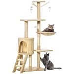 Pawhut Cat Tree House, 131h Cm-beige