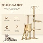 Pawhut Cat Tree House, 131h Cm-beige