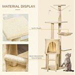 Pawhut Cat Tree House, 131h Cm-beige