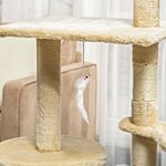 Pawhut Cat Tree House, 131h Cm-beige