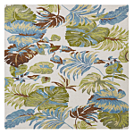 Area Rug Carpet Blue And Green Wool Leaves Motif 200 X 200 Cm Rustic Boho Beliani