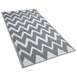 Outdoor Rug Mat Grey Synthetic 90 X 180 Cm Chevron Geometric Pattern Eco Friendly Modern Beliani