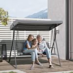 Outsunny 3 Seater Swing Chair Garden Swing Seat Outdoor Hammock W/ Canopy Steel Frame - Grey