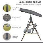 Outsunny 3 Seater Swing Chair Garden Swing Seat Outdoor Hammock W/ Canopy Steel Frame - Grey