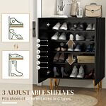 Homcom Narrow Shoe Storage Cabinet With Soft-close Hinges And Adjustable Shelves For 15-20 Pairs Of Shoes, Black