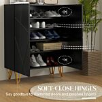 Homcom Narrow Shoe Storage Cabinet With Soft-close Hinges And Adjustable Shelves For 15-20 Pairs Of Shoes, Black