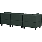 Modular Sofa Dark Green Fabric Upholstered 3 Seater Cushioned Backrest Modern Living Room Couch Beliani