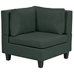 Modular Sofa Dark Green Fabric Upholstered 3 Seater Cushioned Backrest Modern Living Room Couch Beliani