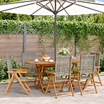Vidaxl Reclining Garden Chairs 6 Pcs Grey Poly Rattan And Solid Wood