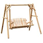 Outsunny Outdoor 2 Seater Larch Wood Wooden Garden Porch Swing Chair Hammock Bench Lounger