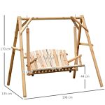 Outsunny Outdoor 2 Seater Larch Wood Wooden Garden Porch Swing Chair Hammock Bench Lounger