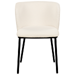 Set Of 2 Dining Chairs Off-white Boucle Upholstery Black Metal Legs Armless Curved Backrest Modern Contemporary Design Beliani