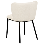 Set Of 2 Dining Chairs Off-white Boucle Upholstery Black Metal Legs Armless Curved Backrest Modern Contemporary Design Beliani