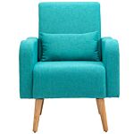 Homcom Accent Chair, Linen-touch Armchair, Upholstered Leisure Lounge Sofa, Club Chair With Wooden Frame, Teal