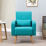 Homcom Accent Chair, Linen-touch Armchair, Upholstered Leisure Lounge Sofa, Club Chair With Wooden Frame, Teal