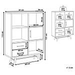 Bookcase Light Wood With Black Legs 131 Cm 2 Drawers 1 Cabinet 4 Shelves Rustic Beliani