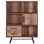 Bookcase Light Wood With Black Legs 131 Cm 2 Drawers 1 Cabinet 4 Shelves Rustic Beliani