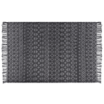Rug Black Wool Polyester 200 X 300 Cm Geometric Pattern Tassels Boho Modern Beliani