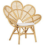 Bistro Set Beige Rattan 2 Chairs 1 Coffee Table Outdoor Indoor Cotton Seat Pads Boho Rustic Beliani
