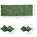 Outsunny 2-piece Artificial Leaf Hedge Screen Privacy Fence Panel For Garden Outdoor Indoor Decor, Dark Green, 3m X 1m