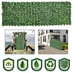 Outsunny 2-piece Artificial Leaf Hedge Screen Privacy Fence Panel For Garden Outdoor Indoor Decor, Dark Green, 3m X 1m