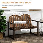 Outsunny Outdoor Wooden Garden Bench, Patio Loveseat Chair With Slatted Backrest And Smooth Armrests For Two People, For Yard Lawn Carbonised Finish